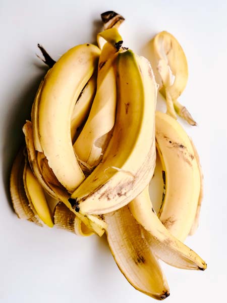 a pile of banana peels for composting